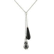 Sterling Silver Whitby Jet Double Drop Necklace