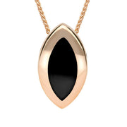 9ct Rose Gold Whitby Jet Framed Marquise Necklace P861