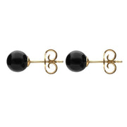 9ct Yellow Gold Whitby Jet 6mm Ball Stud Earrings_2