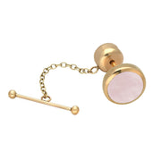9ct Yellow Gold Pink Mother Of Pearl Circle Tie Pin CL010