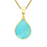 9ct Yellow Gold Turquoise Balloon Shaped Necklace. P223.