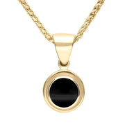 9ct Yellow Gold Whitby Jet Round Ribbed Necklace