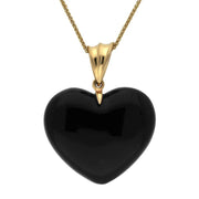 9ct Yellow Gold Whitby Jet Carved Heart Wavy Bail Necklace, PUNQ0002184.