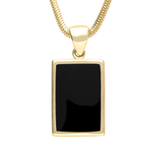 9ct Yellow Gold Whitby Jet Oblong Necklace. P083.