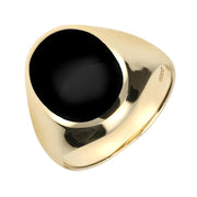 9ct Yellow Gold Whitby Jet Large Oval Signet Ring. R190.