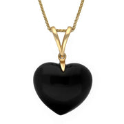 9ct Yellow Gold Whitby Jet Medium Heart Split Bail Necklace, PUNQ0002913.