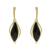 9ct Yellow Gold Whitby Jet Open Marquise Two Piece Set S231