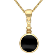 9ct Yellow Gold Whitby Jet Round Bottletop Two Piece Set S051