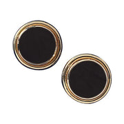 9ct Yellow Gold Whitby Jet Round Classic Stud Earrings E116