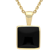 9ct Yellow Gold Whitby Jet Square Necklace. P022. 