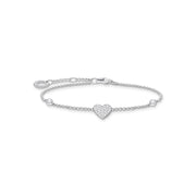 Thomas Sabo Charm Club Sterling Silver Cubic Zirconia Heart Bracelet A1992-051-14-L19v