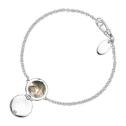 Sterling Silver Mother of Pearl Round Locket Chain Bracelet, B1248._3
