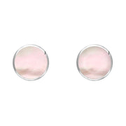 C W Sellors Sterling Silver Pink Mother of Pearl 5mm Classic Small Round Stud Earrings, E002.