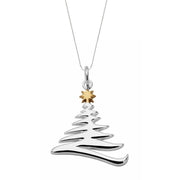 Christmas Collection Silver Large Zig Zag Christmas Tree Necklace P2792C