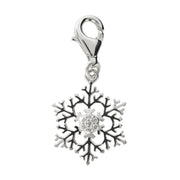 Sterling Silver White Cubic Zirconia Sparkly Snowflake Charm G758