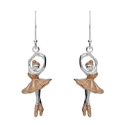 Sterling Silver Rose Gold Ballerina Hook Drop Earrings E2234
