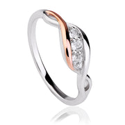 Clogau Past Present Future Sterling Silver Rose Gold White Topaz Ring