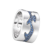 Georg Jensen Fusion 18ct White Gold Blue Sapphire Three Piece Ring, Fusion-20000289-20000327-20000289.