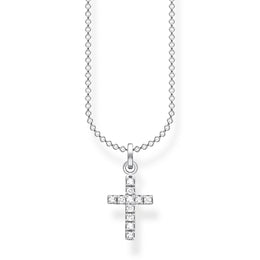 Thomas Sabo Charm Club Sterling Silver Star White Zirconia Pave Cross Necklace KE2069-051-14-L45v