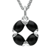 Necklace Whitby Jet And Silver 4 Oval Stone Open Circle
