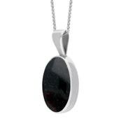 Sterling Silver Bloodstone Oval Necklace, P019. 