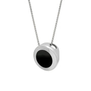 Sterling Silver Whitby Jet Framed Round Necklace
