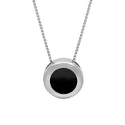 Sterling Silver Whitby Jet Framed Round Necklace