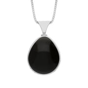 Sterling Silver Blue John Whitby Jet Hallmark Double Sided Pear-shaped Necklace, P148_FH