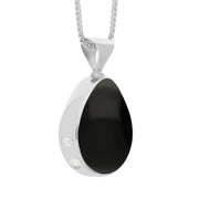 Sterling Silver Blue John Whitby Jet Hallmark Double Sided Pear-shaped Necklace