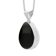 Sterling Silver Blue John Whitby Jet Hallmark Double Sided Pear-shaped Necklace
