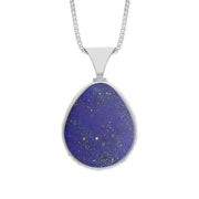 Sterling Silver Whitby Jet Lapis Lazuli Hallmark Double Sided Pear-shaped Necklace, P148_FH