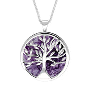 Sterling Silver Blue John Large Round Tree of Life Necklace, P3418