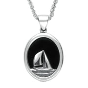 Pendant Whitby Jet And Silver Regatta Yacht. P1832. 
