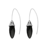 Platinum Whitby Jet Diamond Cosmic Hook Drop Earrings, E1237.