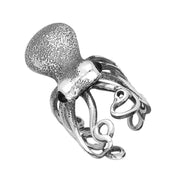 Sterling Silver Whitby Jet Octopus Ring. R1165.