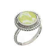 Sterling Silver Royal Crown Derby Mikado Lime Round Foxtail Ring RUNQ0001192 