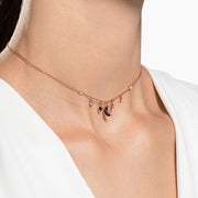 Swarovski Duo Moon Black and Rose Gold Plated Necklet