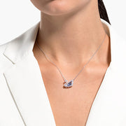 Swarovski Dancing Swan Blue Rhodium Plated Necklace