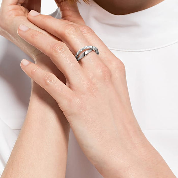 Swarovski Twist White Crystal Rhodium Plated Ring Size 55