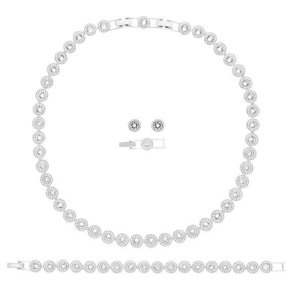Swarovski Angelic Rhodium White Crystal Necklace Bracelet Earring Set