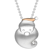 Sterling Silver Rose Gold Plated Santa Face Necklace