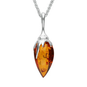 Silver Amber Plant Bud Necklace P2352