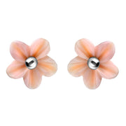 Sterling Silver Pink Conch Tuberose Desert Rose Stud Earrings E2154