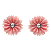 Sterling Silver Tuberose Pink Conch Daisy Stud Earrings, E2161.