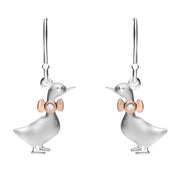 Sterling Silver Rose Gold Cubic Ziconia Goose Hook Earrings E2371