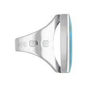 Silver Turquoise King's Coronation Hallmark Medium Square Ring  R604 CFH