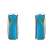 Sterling Silver Turquoise Oblong Petite Stud Earrings, E284.