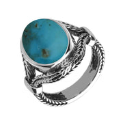 Sterling Silver Turquoise Oval Split Shank Foxtail Ring R859