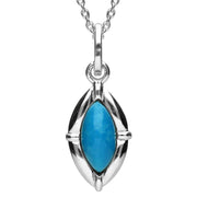 Silver Turquoise Petite Marquise Pendant Necklace P2092