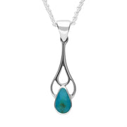 Sterling Silver Turquoise Pear Spoon Necklace. P162.